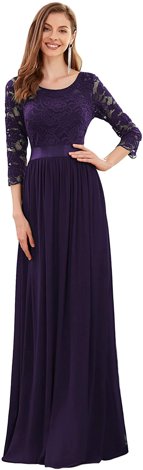 Ever Pretty Women Elegant 3 4 Sleeve Empire Waist Maxi Bridesmaid Dresses 07412