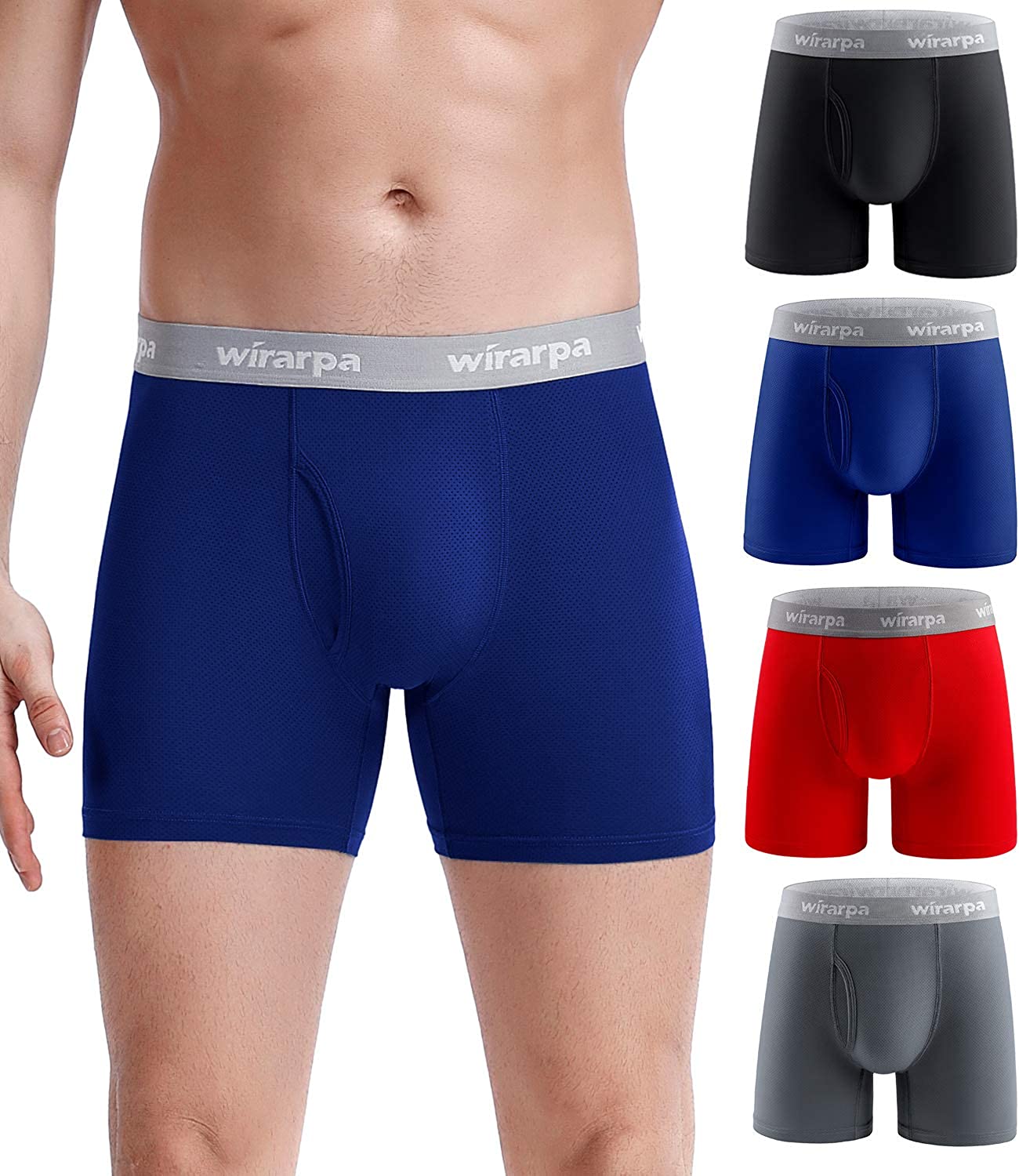 wirarpa Men's Mesh Breathable Boxer Briefs Cool Breeze Men's Stretchy  Underwear