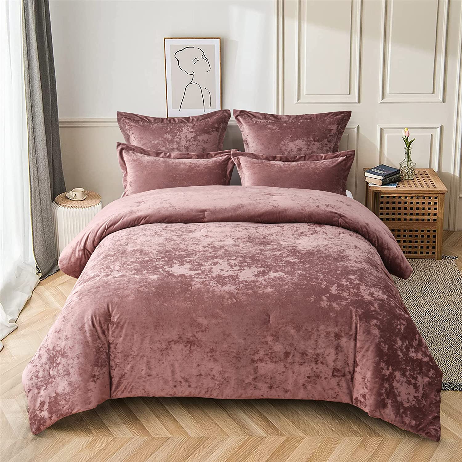 mauve velvet duvet