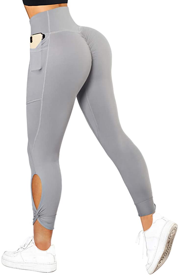 SUUKSESS Women Butt Lifting Capri Leggings with Pockets 7/8 Length Twist  High Waisted Yoga Pants : : Sports & Outdoors