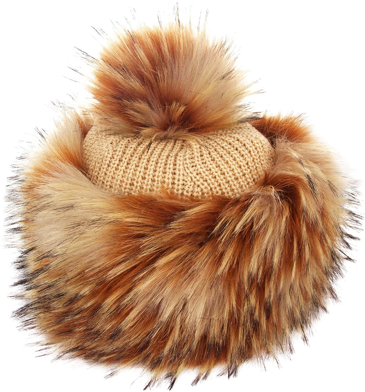 Futrzane Faux Fur Russian Hat for Women Warm & Fun Fur Cuff Hat with Pom Pom 