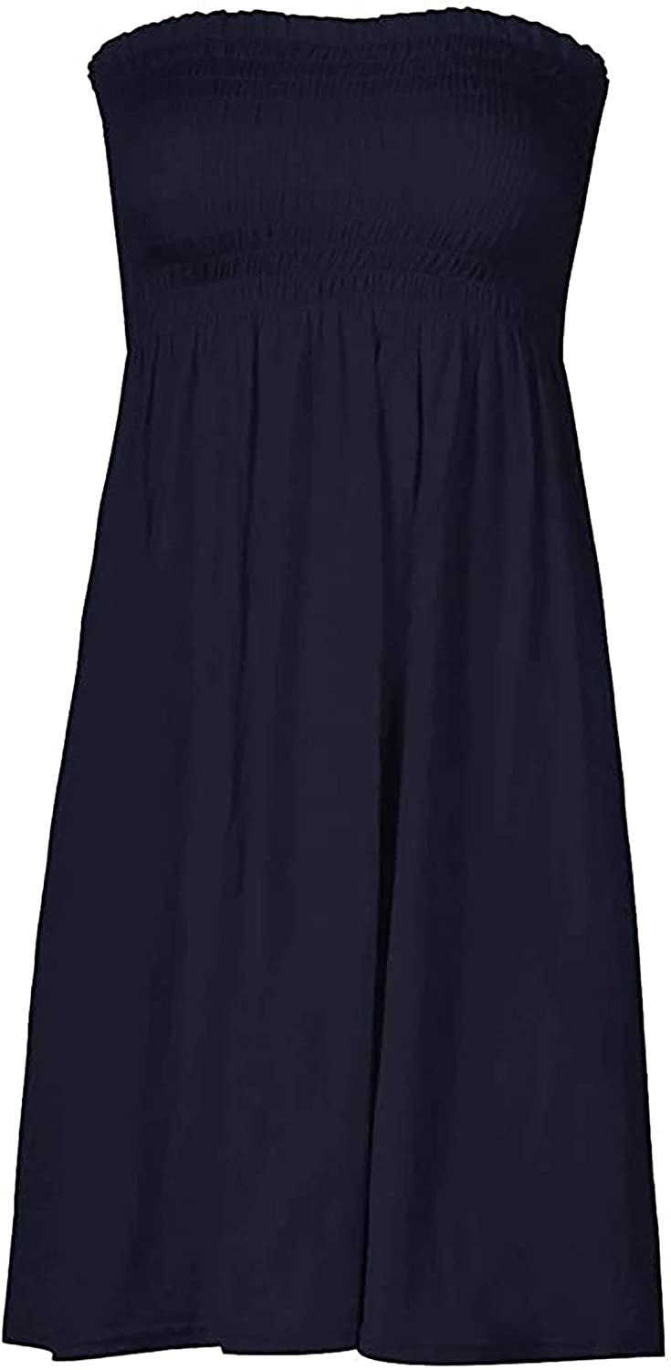 Loxdonz Women's Sun Strapless Tube Short Dress Summer Dresses
