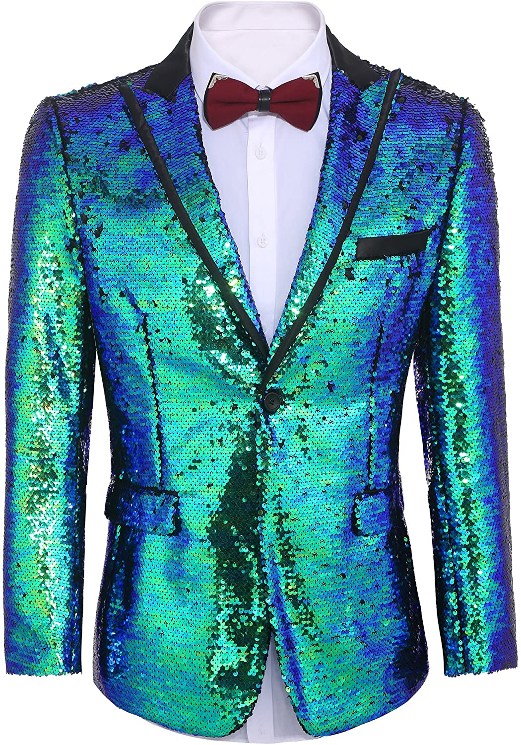 COOFANDY Men's Shiny Sequins Suit Jacket Blazer One Button Tuxedo for Party,Wedding,Banquet,Prom 