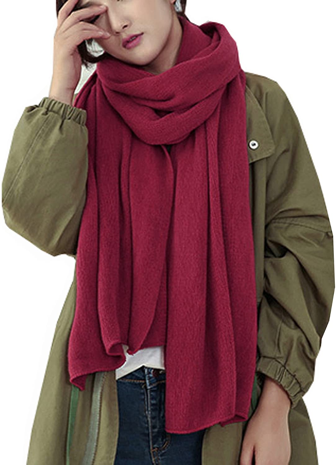Wander Agio Womens Warm Winter Infinity Scarves Set Blanket Scarf Pure Color WASCARFCX030XLigrey