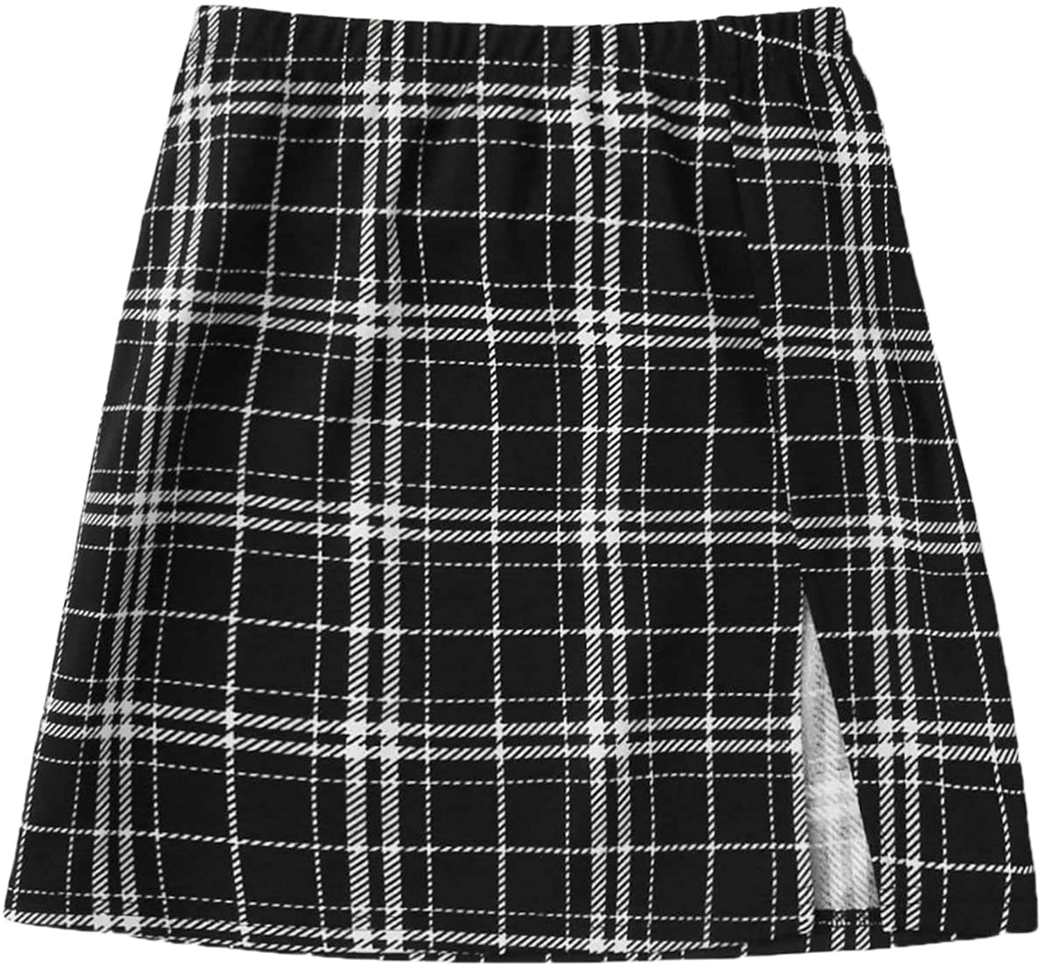 Floerns Womens Plaid Bodycon Split Mini Skirt