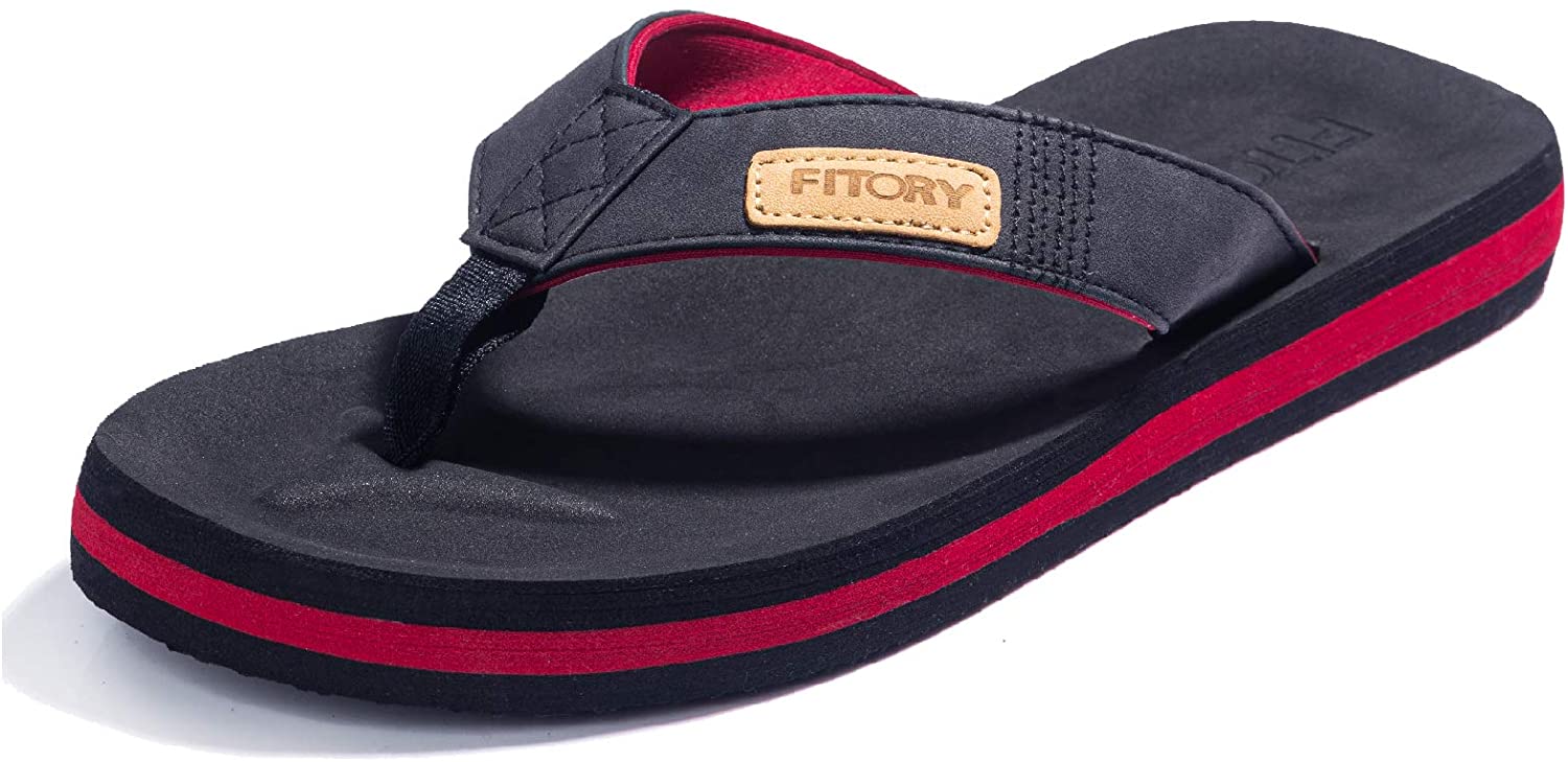 FITORY Men's Flip-Flops Thongs Sandals Comfort Slippers for Beach Size 6-15 
