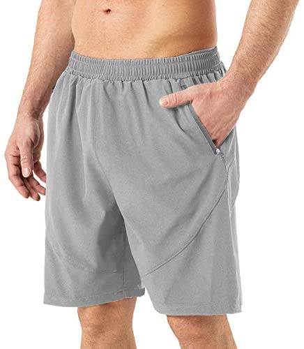 HMIYA Men's Casual Sports Quick Dry Workout Running or Gym Training Short with Zipper Pockets 