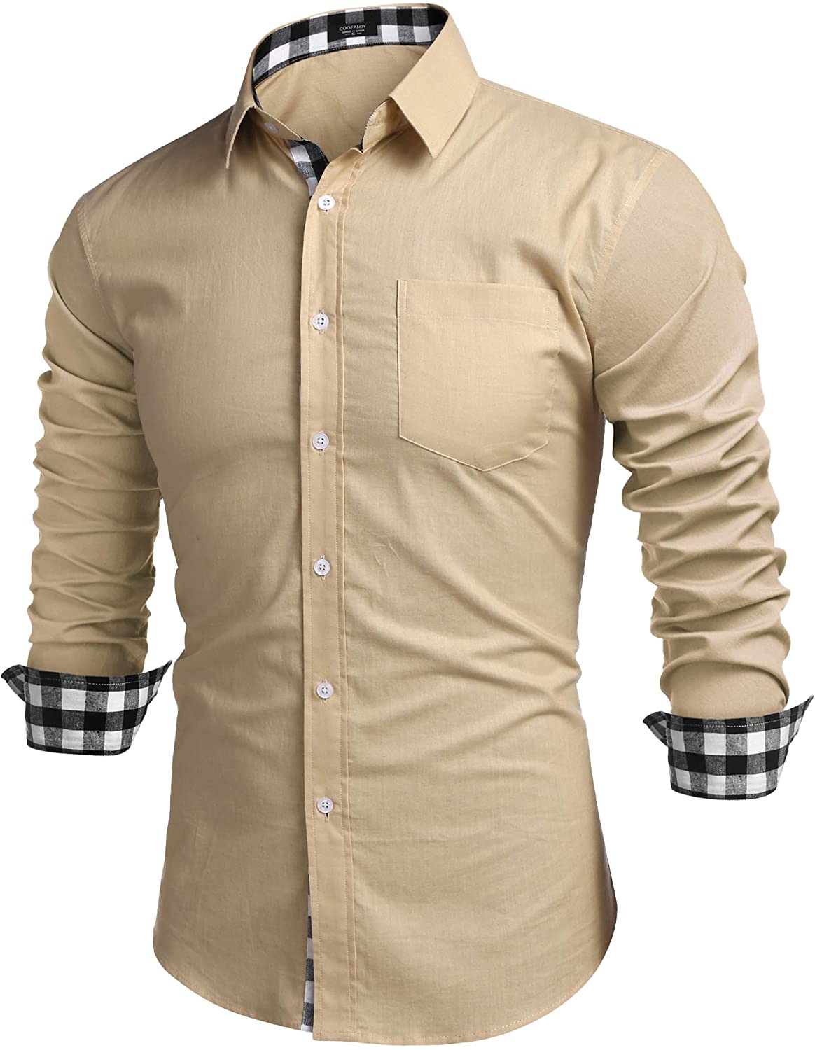 COOFANDY Mens Casual Linen Button Down Shirt Business Chambray Dress Shirt