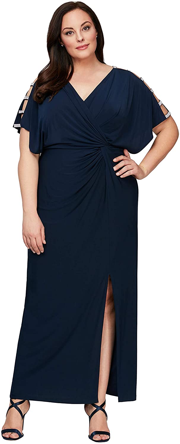 Alex Evenings Plus Size Sequin Lace Illusion Sheath Dress - Black/blush |  Smart Closet