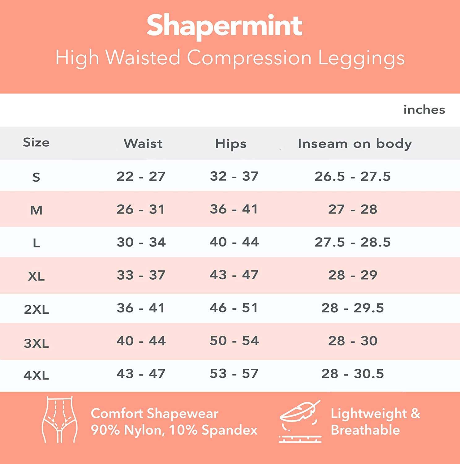 Shapermint High Waisted Medium Compression Leggings - Shapewear for ...