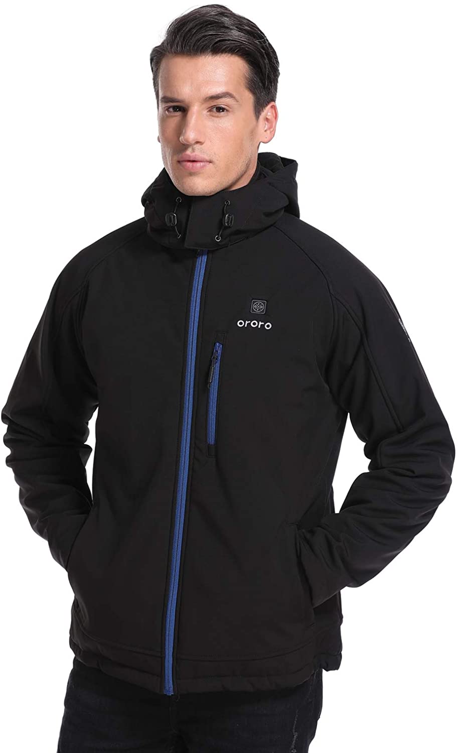 ORORO Men's Soft Shell Heated Jacket with Detachable Hood and Battery ...