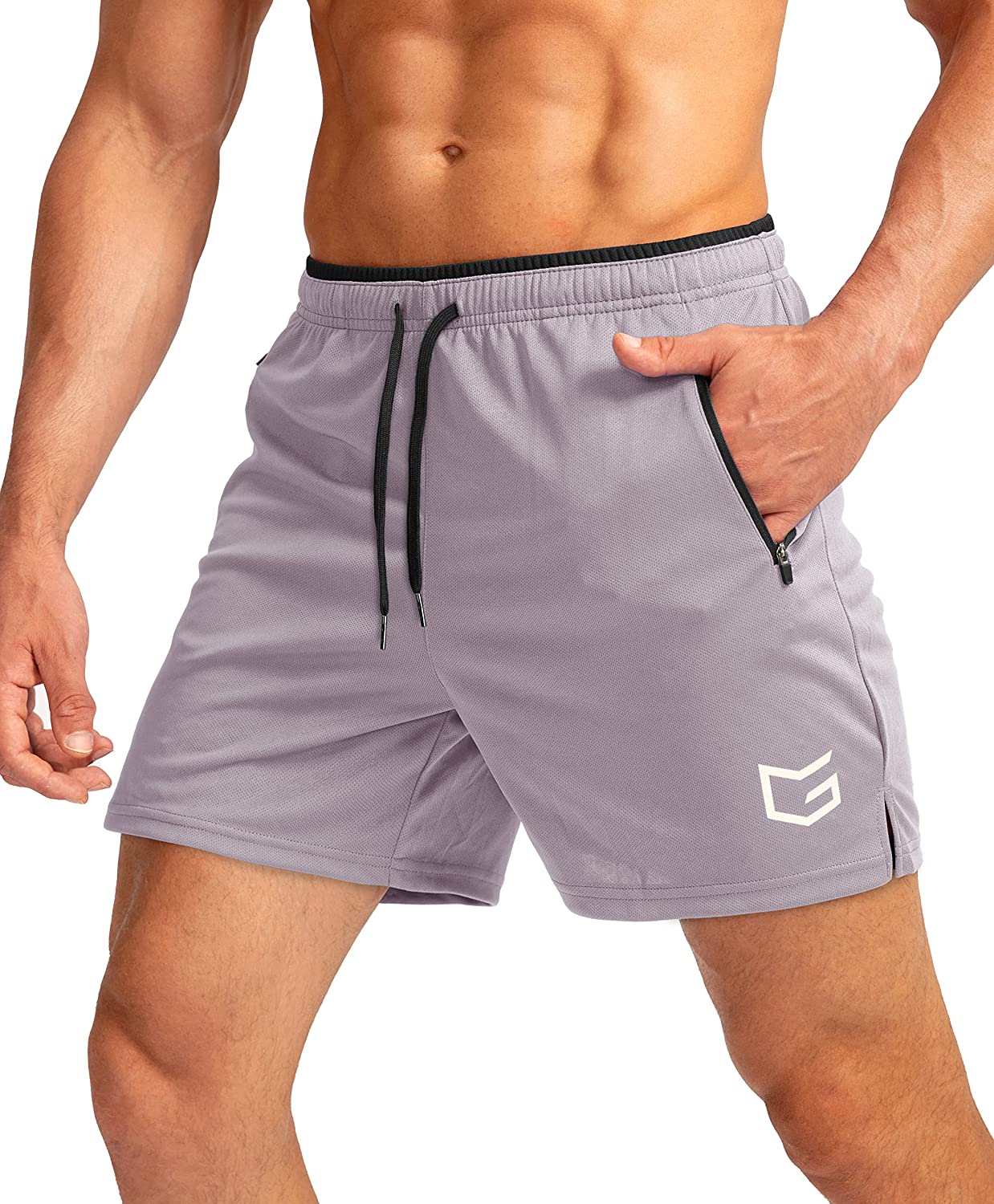 G Gradual Men's 7 Workout Running Shorts Quick Dry Lightweight Gym Shorts  with Zip Pockets