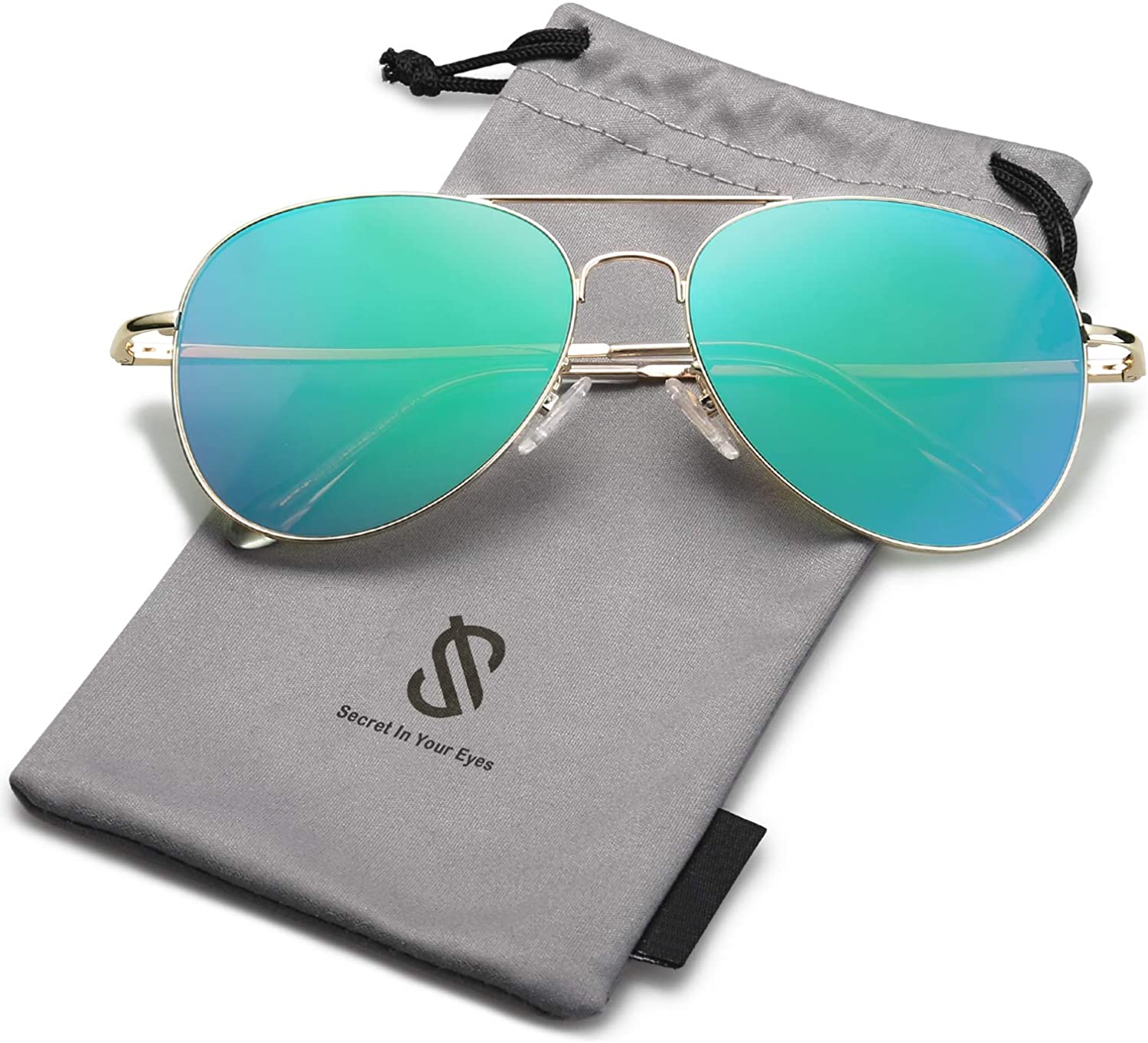 thumbnail 14 - SOJOS Classic Aviator Mirrored Flat Lens Sunglasses Metal Frame with Spring Hing
