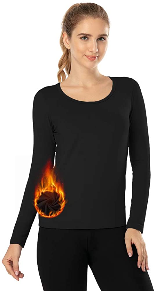 MANCYFIT Thermal Top for Women Turtleneck Shirt Long Sleeve Undershirt Ultra Soft Fleece Lined Base Layer 