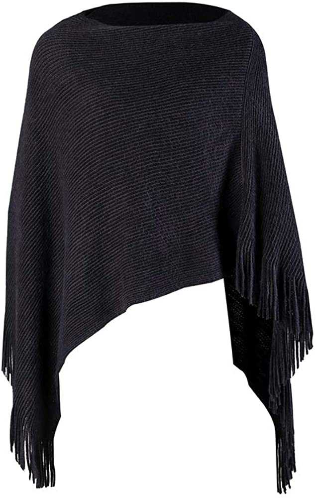 Womens Poncho Sweater V Neck Knitted Pullover Shawls Wraps Capes with ...