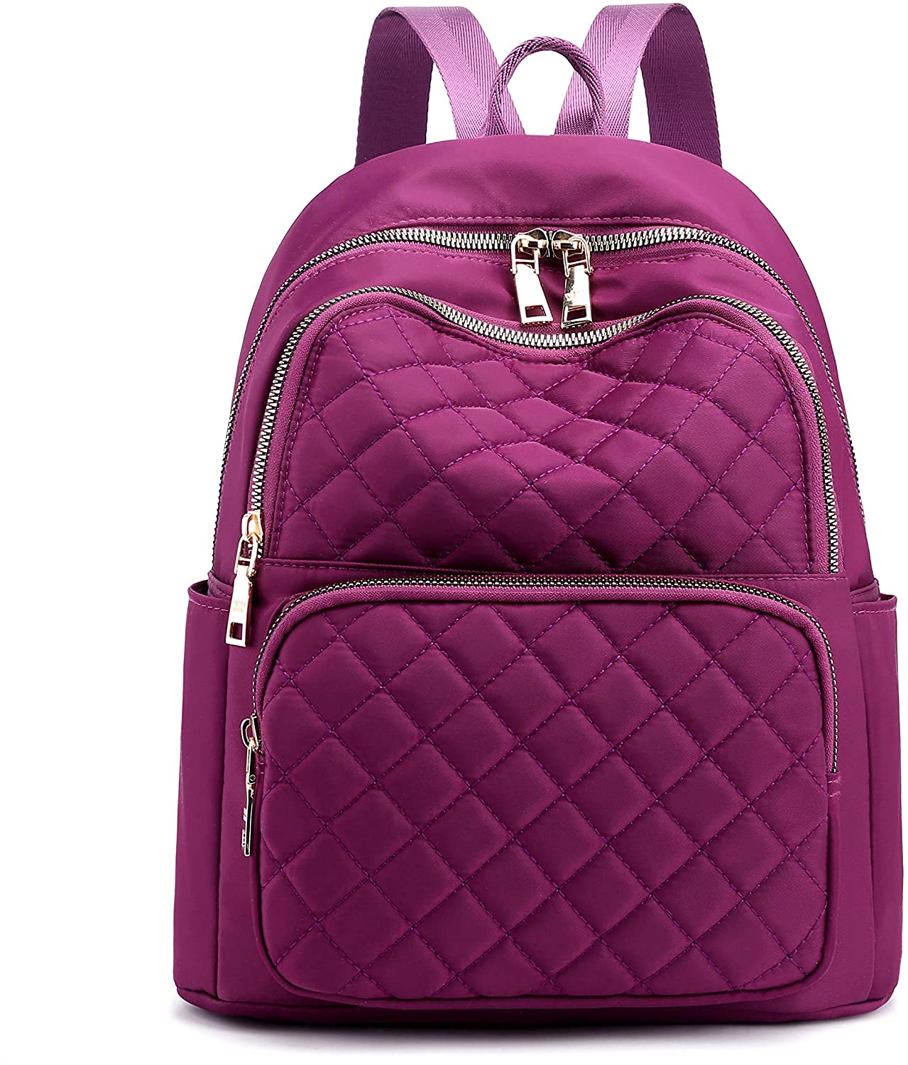 Color : Red, Size : 211227cm KJVHJN Nylon Womens Backpack Soft Face Solid Color Sewing Line Fashion Backpack Simple Pop Handbag College School Bag