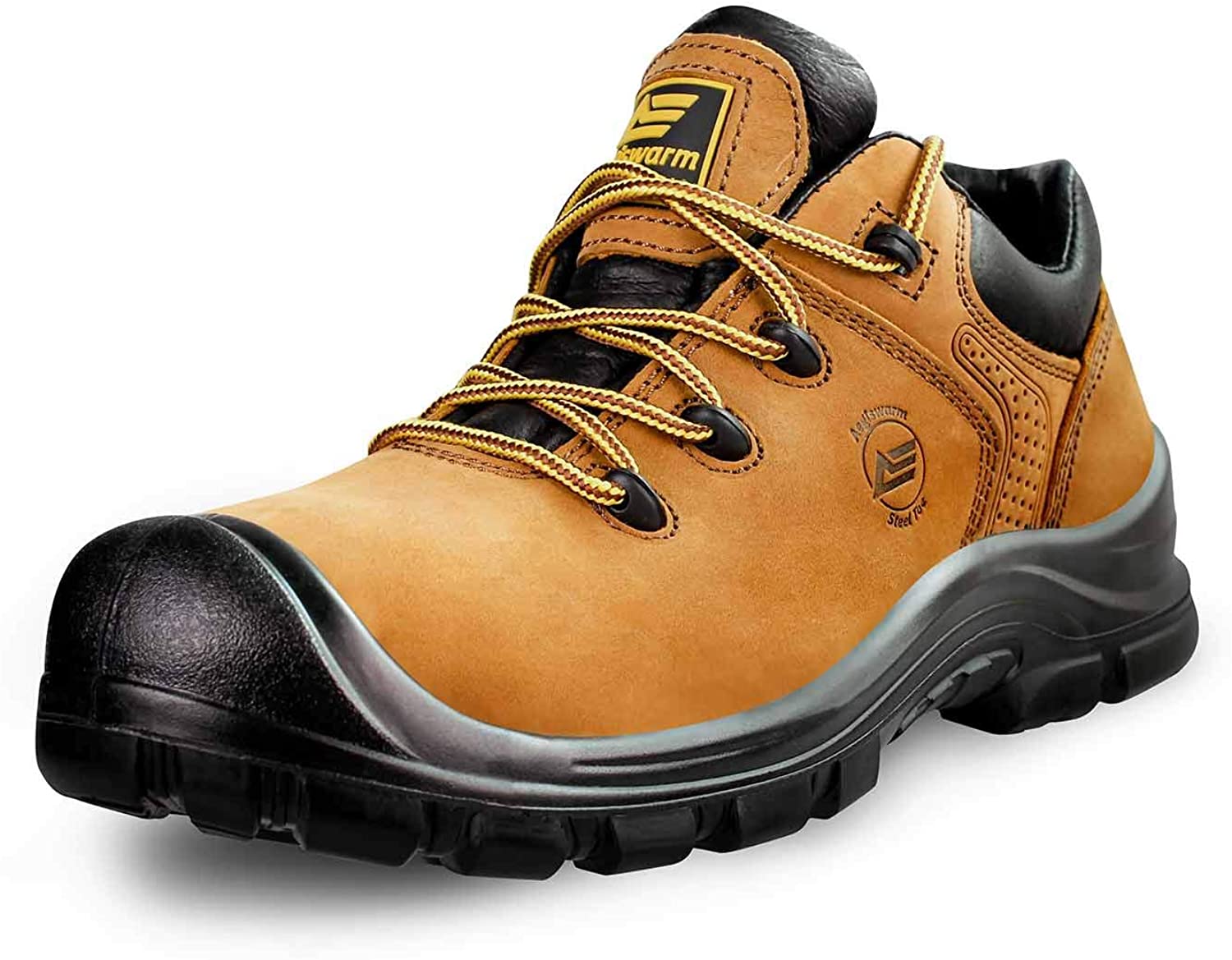 Safety Work Shoes Boots Non Slip Non Oil and Abrasion Resistance Leather Indestructible Boots AEGISWARM 6 Steel Toe Work Boots for Men Waterproof 