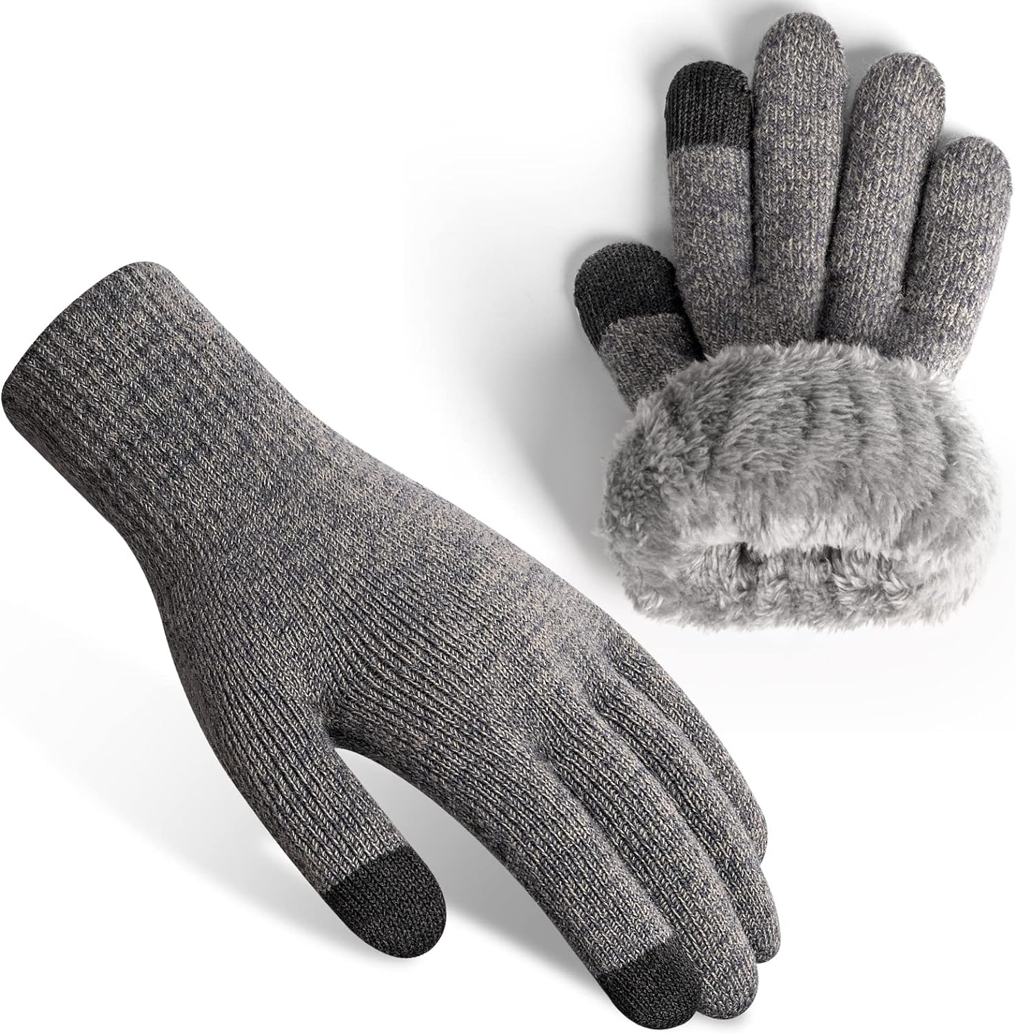 Rahhint Wool Winter Gloves Men Women Fleece lined Knit Gloves with  Touchscreen F