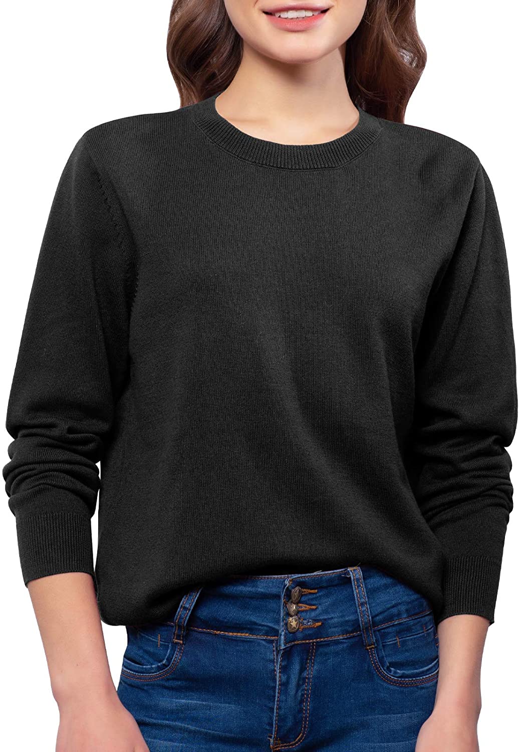QUALFORT Women's Jumpers Soft Lightweight Knitted Sweaters 