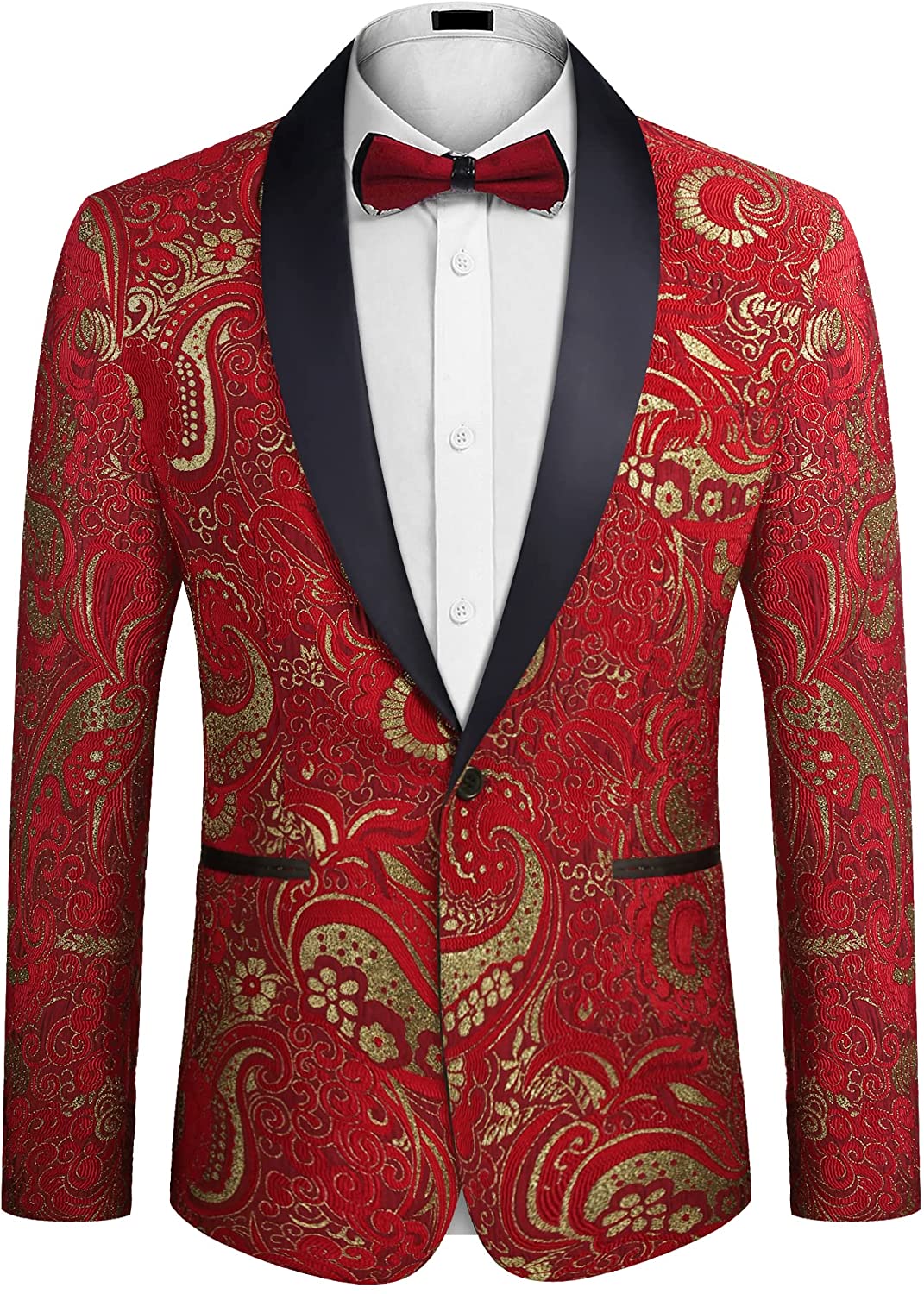 JINIDU Mens Floral Party Dress Suit Stylish Dinner Jacket Wedding Blazer Prom Tuxedo 