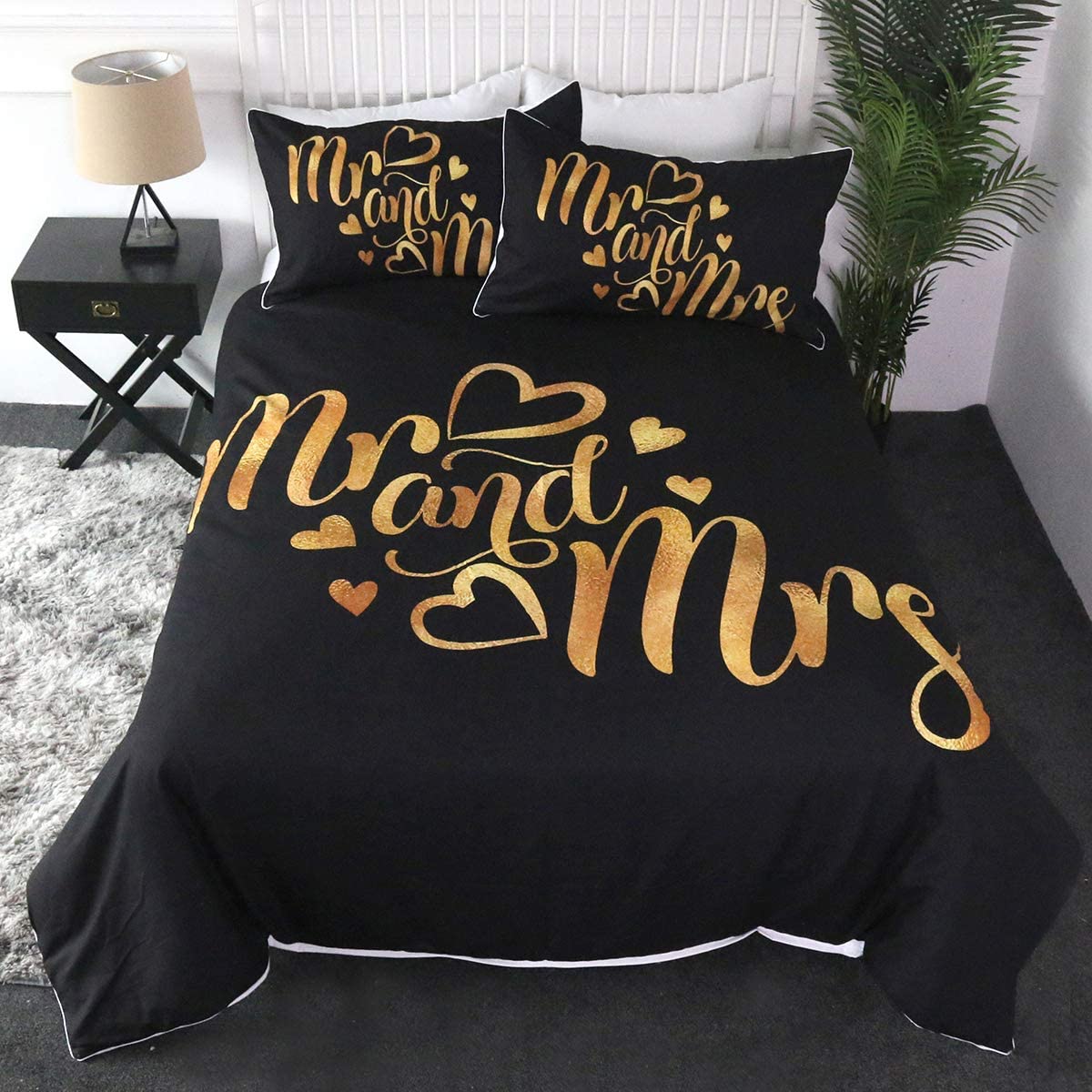 Lovers Couple Pillowcase His and Hers Pillow Cover Wedding Bedding King & Queen 