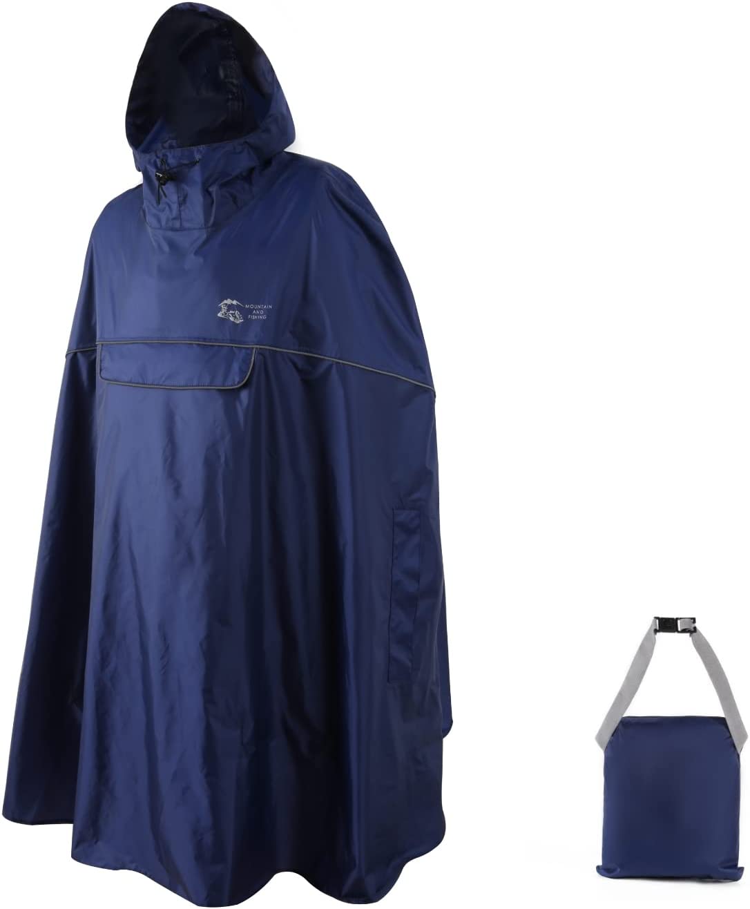 Reusable Waterproof Rain Poncho Hiking Hooded Coat Jacket