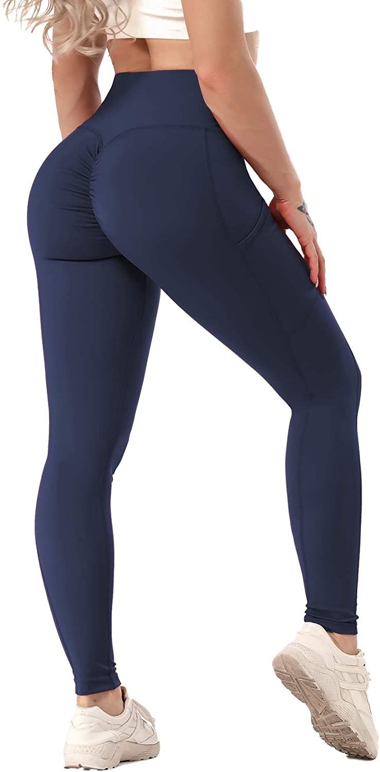 SEASUM Women High Waisted Workout Yoga Pants Butt Lifting Scrunch Booty  Leggings Tummy Control Anti Cellulite Textured Tights, #1 S-melange Grey, S  : Buy Online at Best Price in KSA - Souq