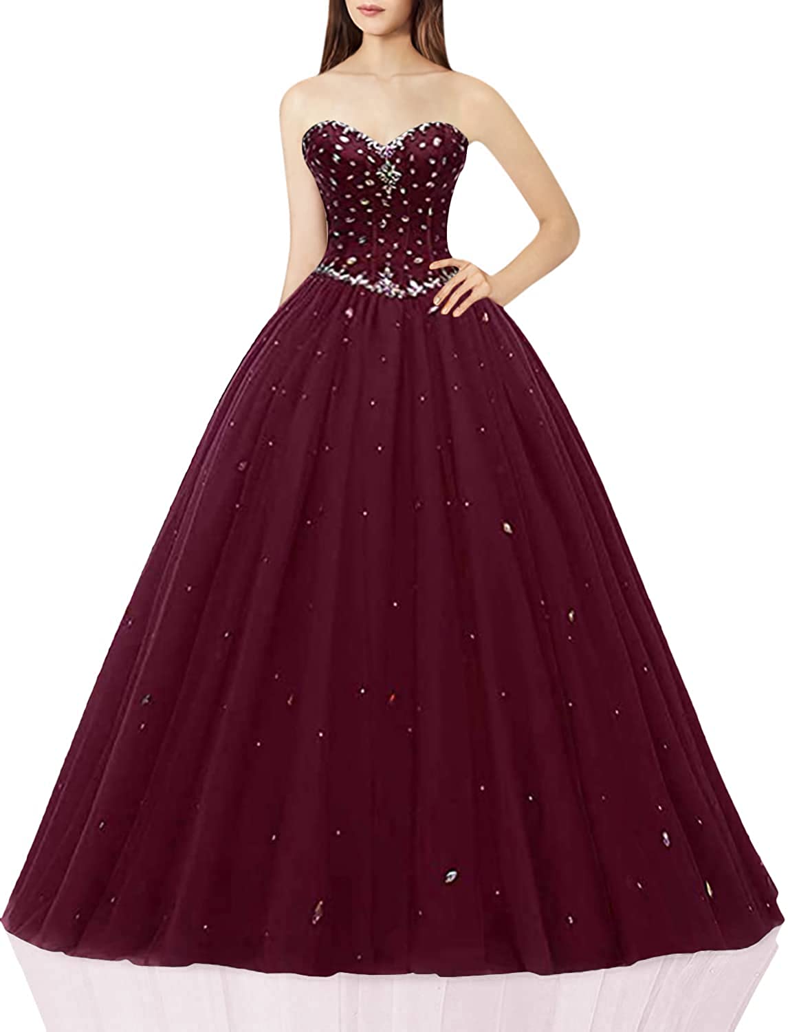 Ball Gown Tulle Quinceanera Dresses for Women 2021 Sweetheart Long Sleeves  Prom Dress Appliqued Beaded Party Gowns, Blush, 2 : : Clothing,  Shoes & Accessories