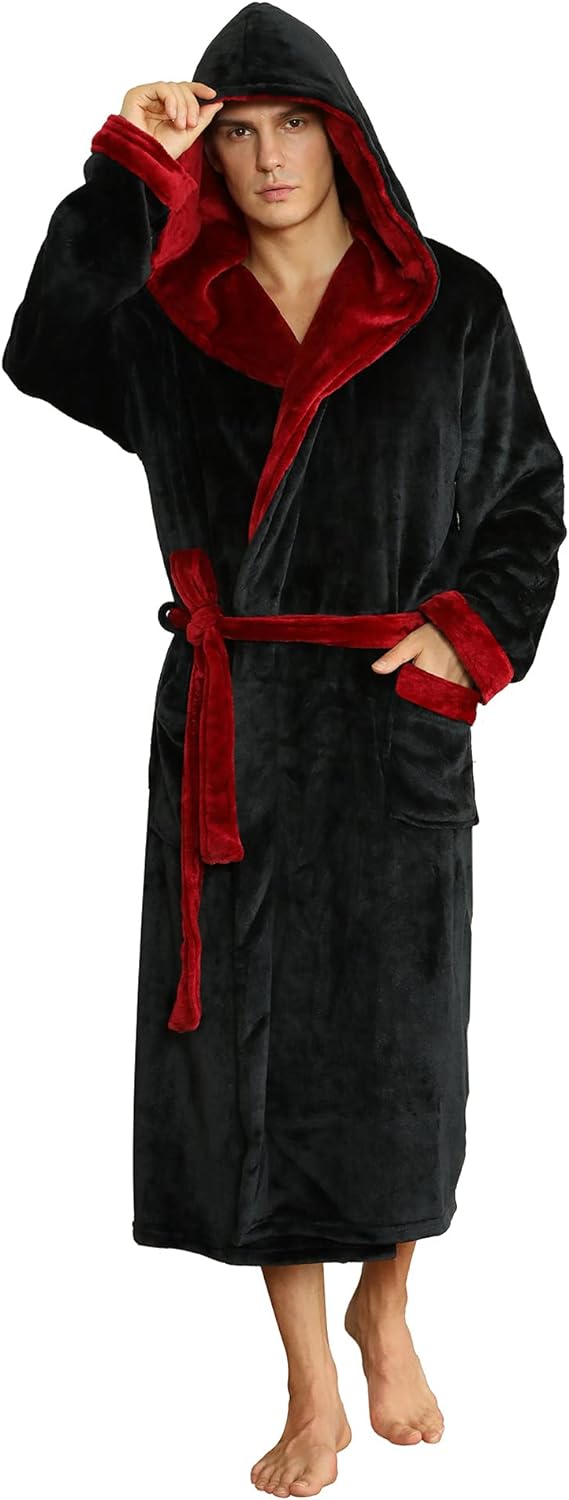 U2SKIIN Mens Hooded Robe, Plush Robes for Men Long Fleece Bathrobe(Dark  Grey, S/M) : : Clothing, Shoes & Accessories