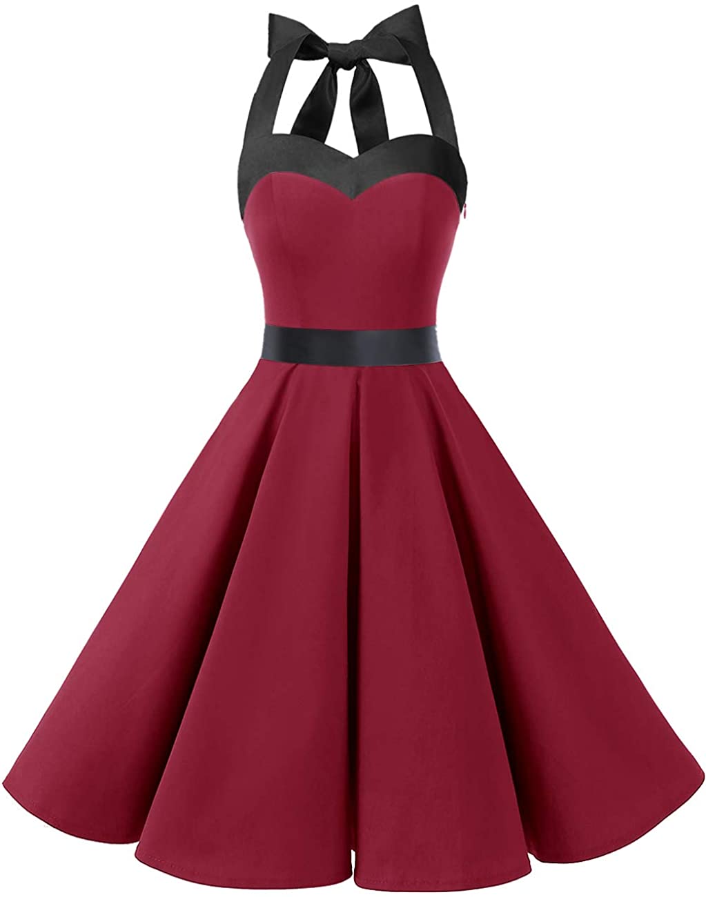 Dresstells® Halter 50s Rockabilly Polka Dots Audrey Dress Retro Cocktail Dress 