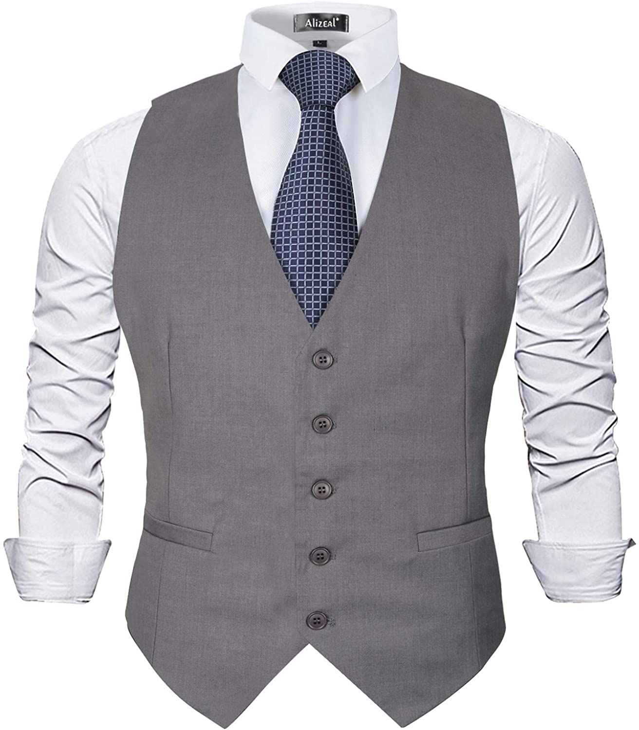 FashionOutfit Men's Classic Fit Solid Wedding Suit Tuxedo Dress Vest Waistcoat 