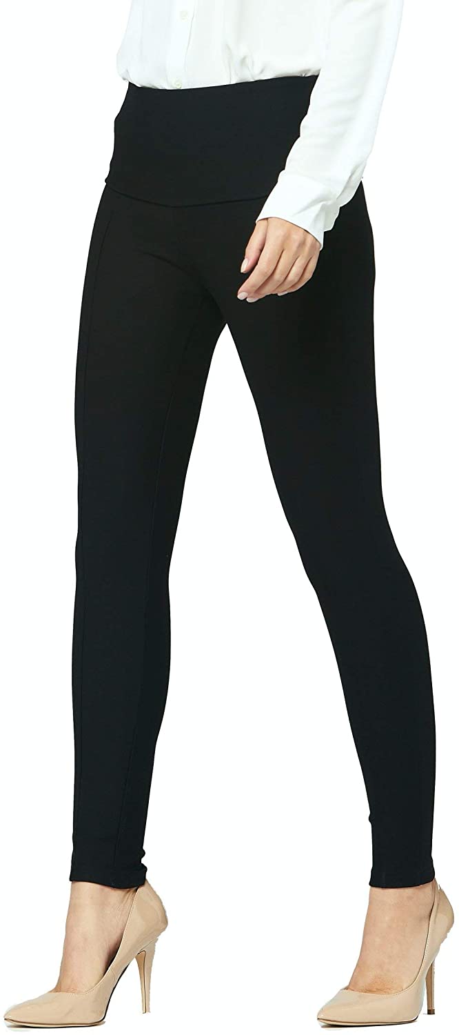 Ponte Dressy Leggings Treggings Wear to Work Premium Women's Stretch Dress Pants with Pockets