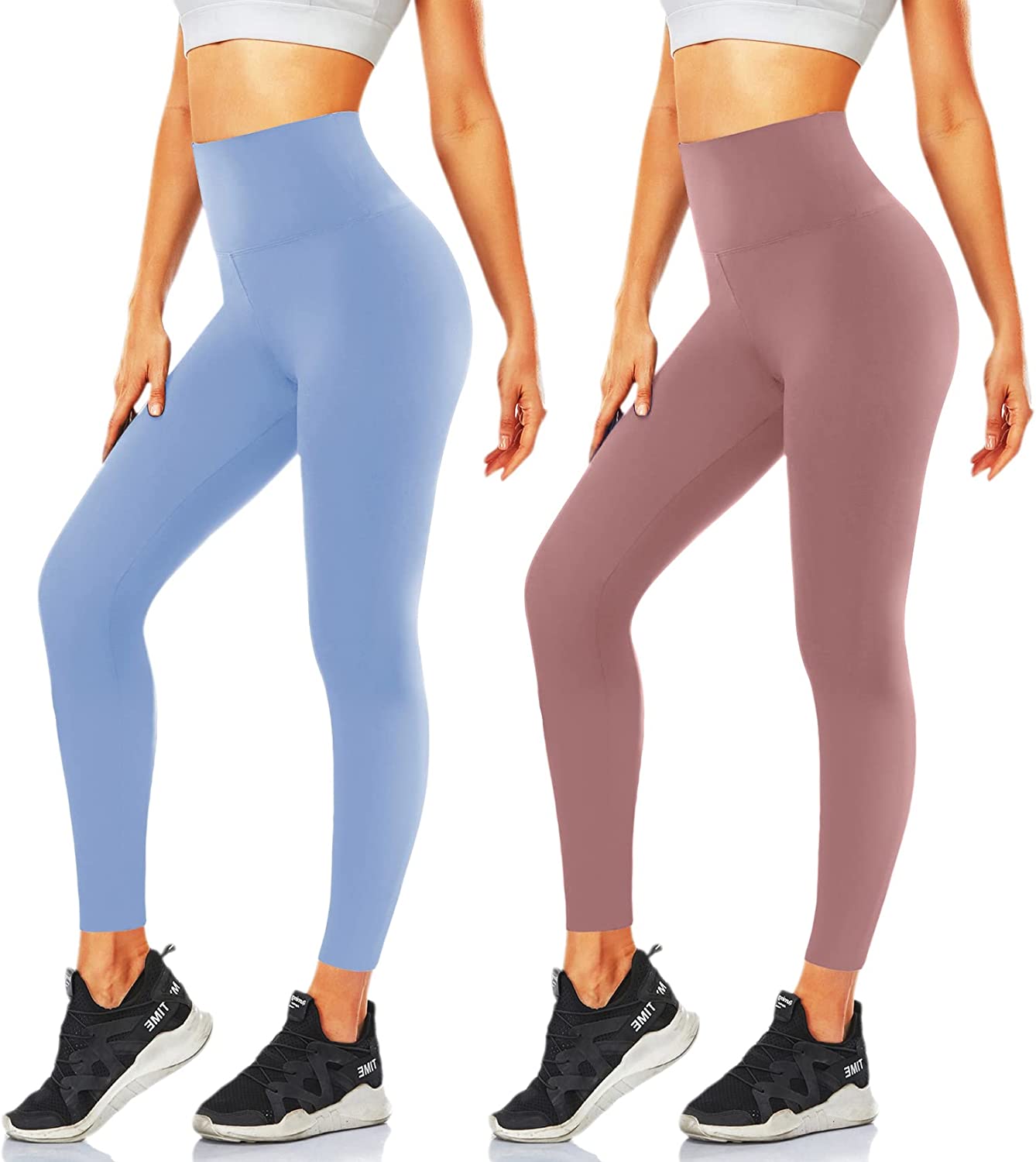 CTHH 2 Pack Leggings for Women Tummy Control-High Waist Non See