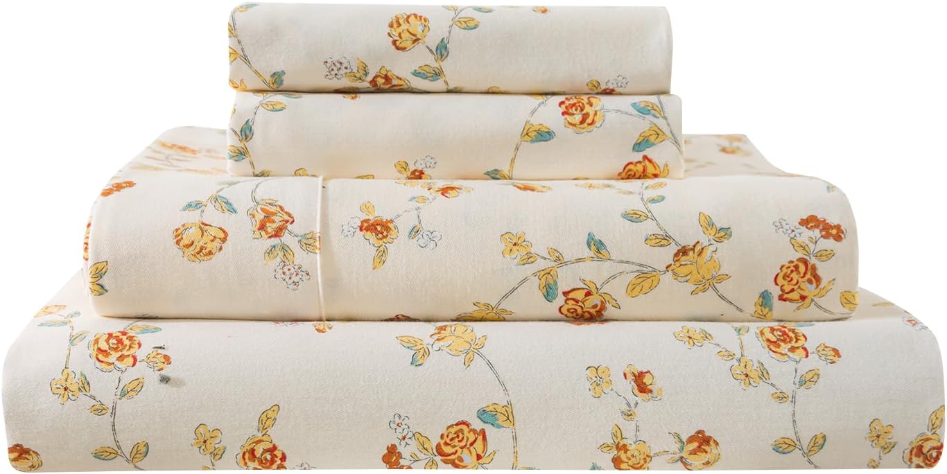 FADFAY Shabby Floral Sheets Set Queen Purple American Vintage