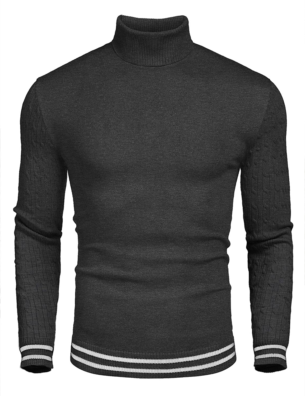 COOFANDY Men's Basic Ribbed Thermal Knitted Pullover Slim Fit ...