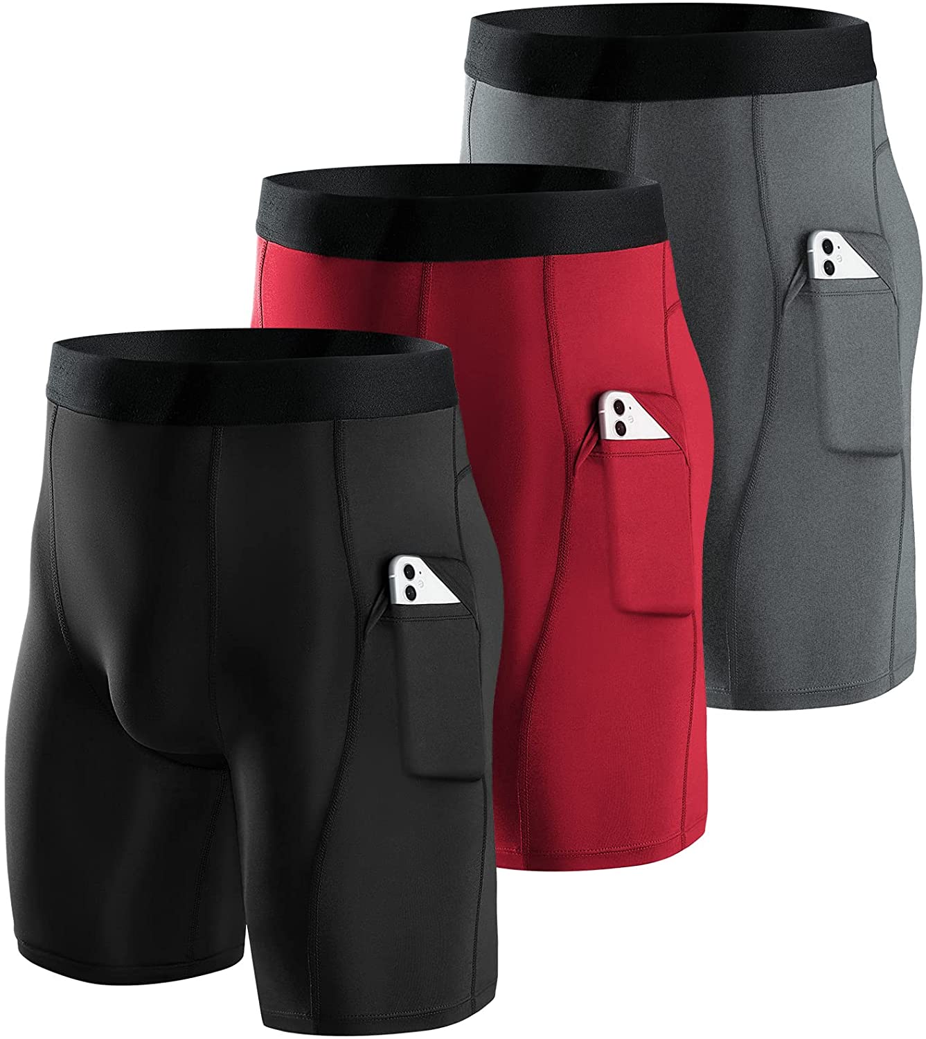 Niksa Compression Shorts Men 3 Pack, Compression Underwear