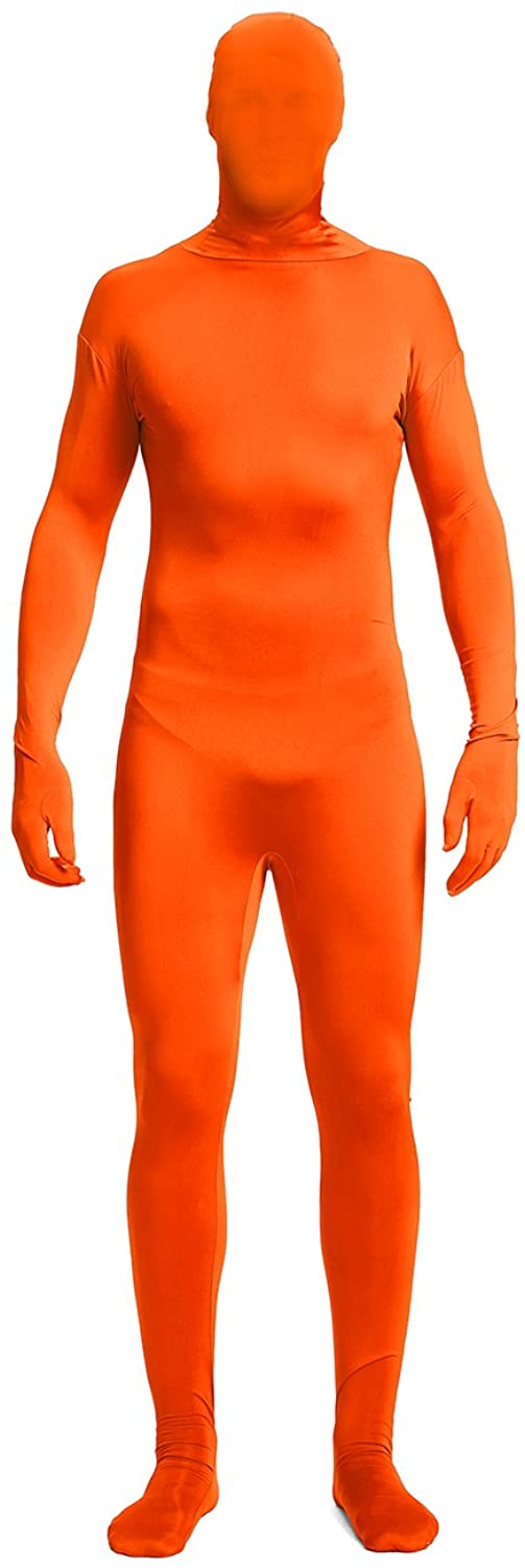 JYYYBF Halloween Full Bodysuit Adult Kids Invisibility Jumpsuit Spandex  Stretch Costume Chromakey Disappearing Body Suit Orange XL 