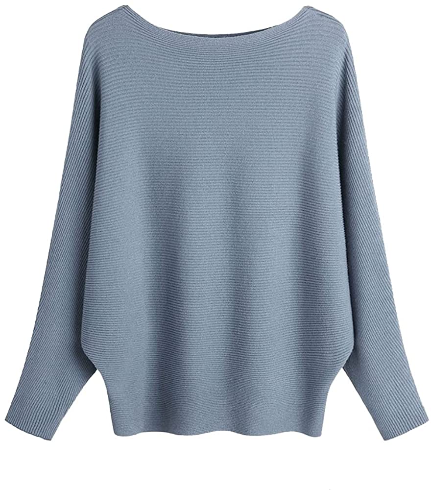 EDSTAR Women Dolman Batwing Sleeves Knitted Sweaters Winter Boat Neck Pullovers Tops