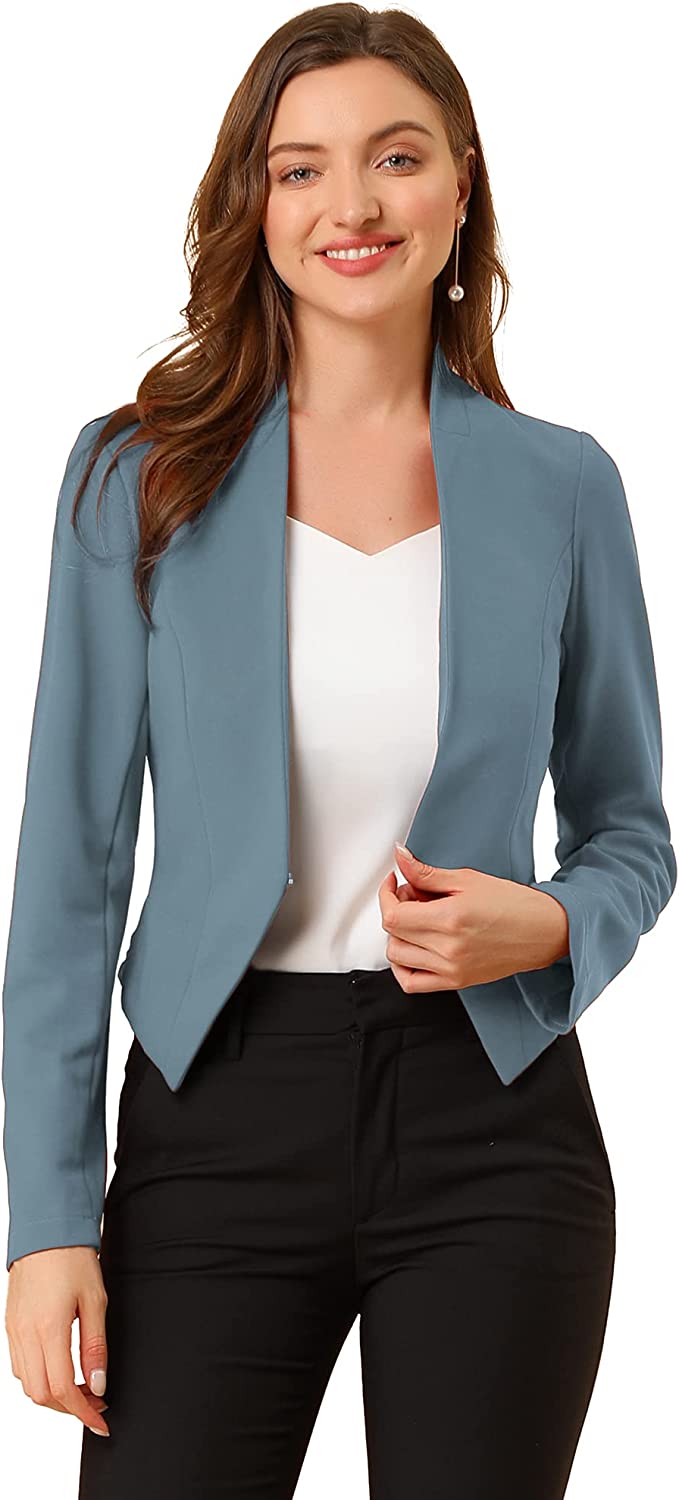 Allegra K Women's Open Front Office Work Long Sleeve Suit Blazer