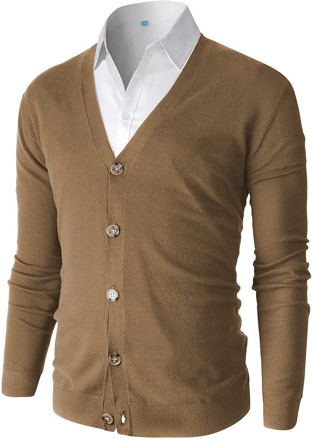 Aimeilgot Mens Fashion Casual Slim Fit Button Down Cable Knitted Stand Collar Cardigan Sweater 