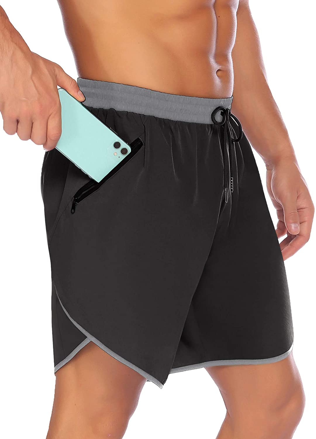 MAGNIVIT Mens Quick Dry Running Shorts with Zipper Pockets Athletic Workout Gym Training Shorts