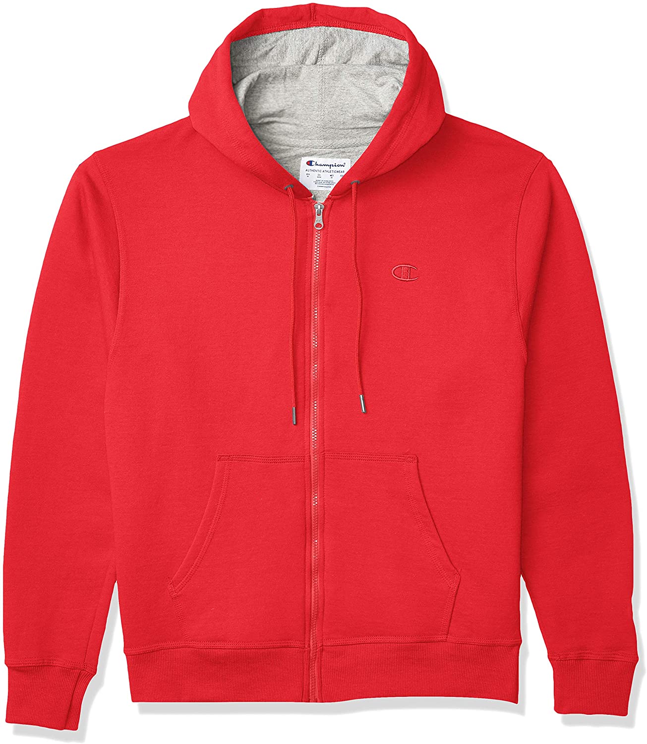 CHAMPION - Men - Powerblend Fleece Full-Zip Hoodie - Red