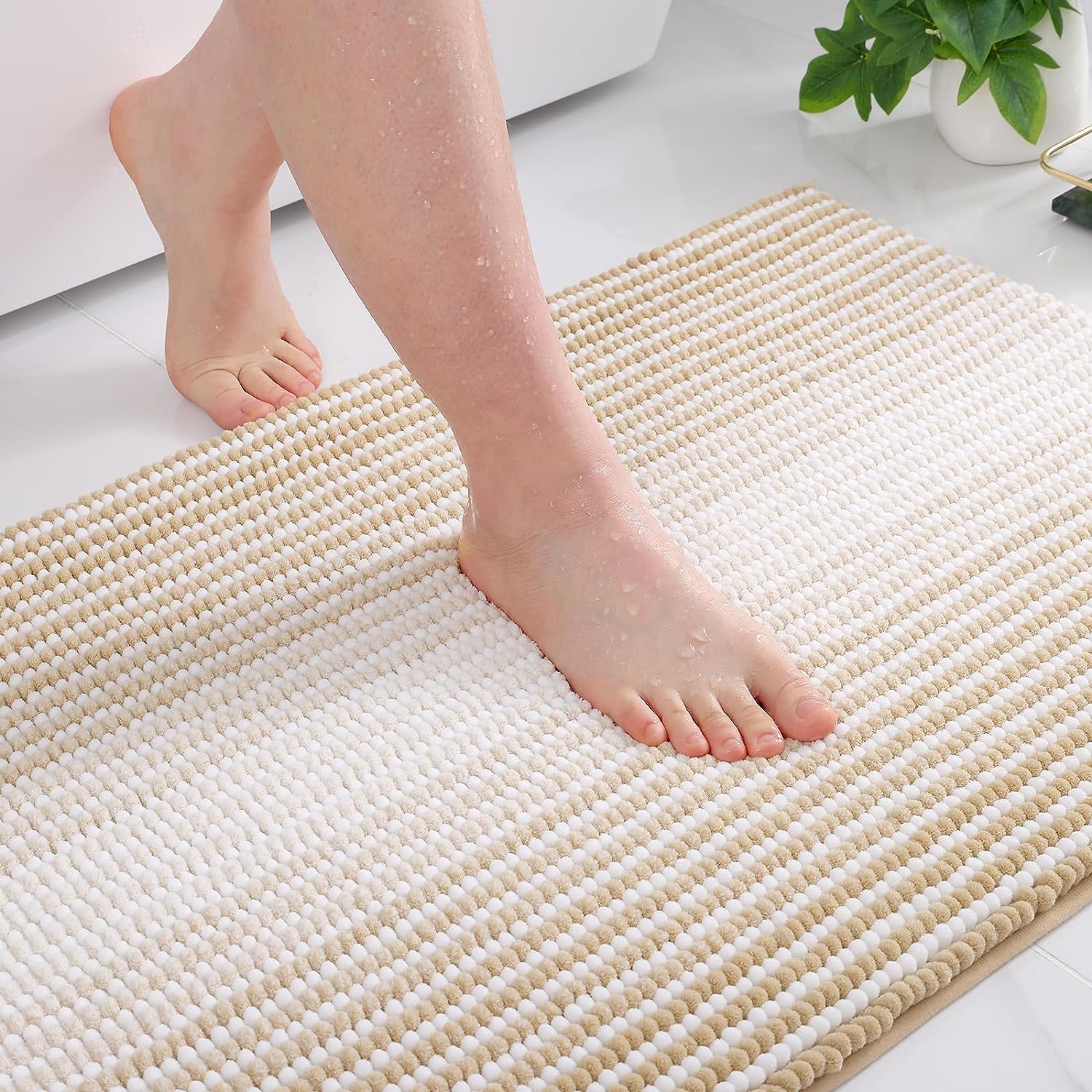 Colorxy Chenille Bathroom Rugs, Extra Soft and Absorbent Bath Mat, Non-Slip  Machine Washable Rug, Luxury Plush Shaggy Bath Carpet, Suitable for