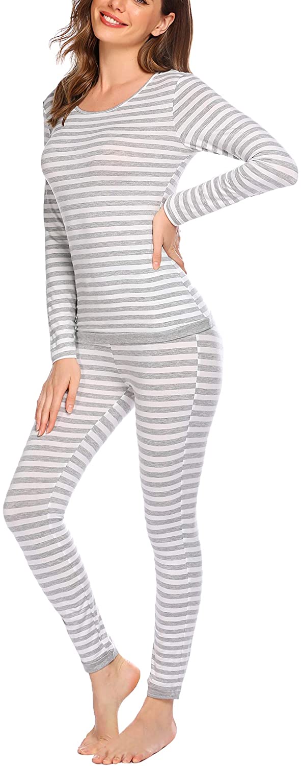Ekouaer Women's Thermal Underwear Sets Micro Fleece Lined Long Johns Base Layer Thermals 2 Pieces Set 