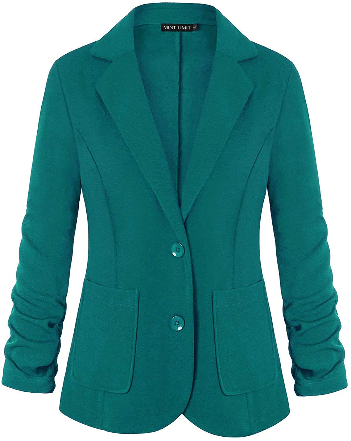 Unifizz Womens Casual Work Office Blazer Pockets Buttons Suit Jacket 3/4 Sleeve 
