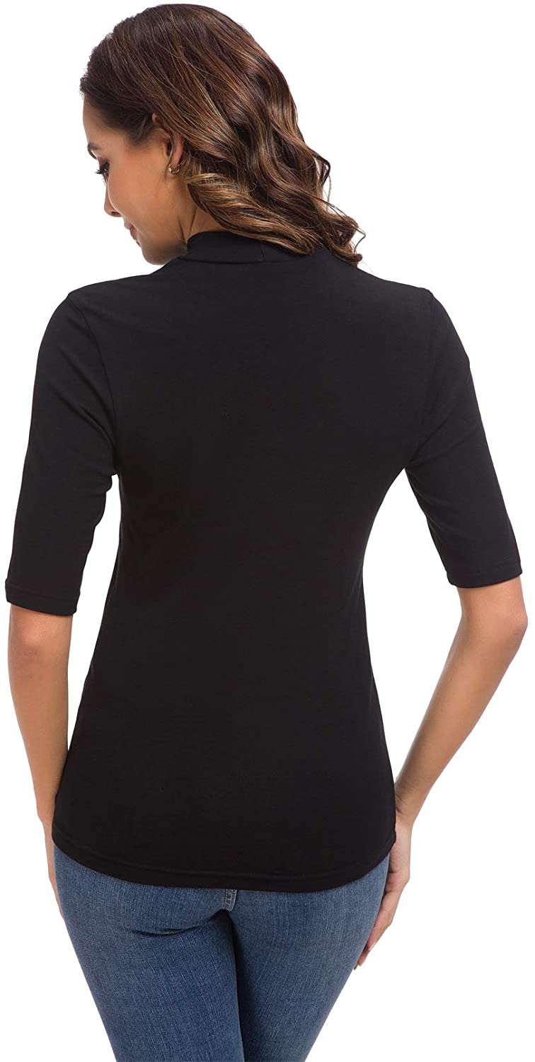 Download Women Long Sleeve/Half Sleeve Mock Turtleneck T Shirt ...
