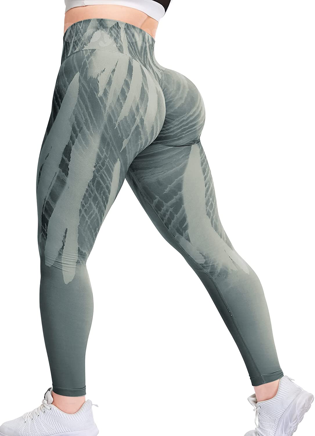 VOYJOY Women Scrunch Butt Lifting Seamless Yoga Leggings High Waist Pants  Tummy Control Vital Runched Booty Compression Tight, #0 Contour White Grey,  Small : Buy Online at Best Price in KSA 