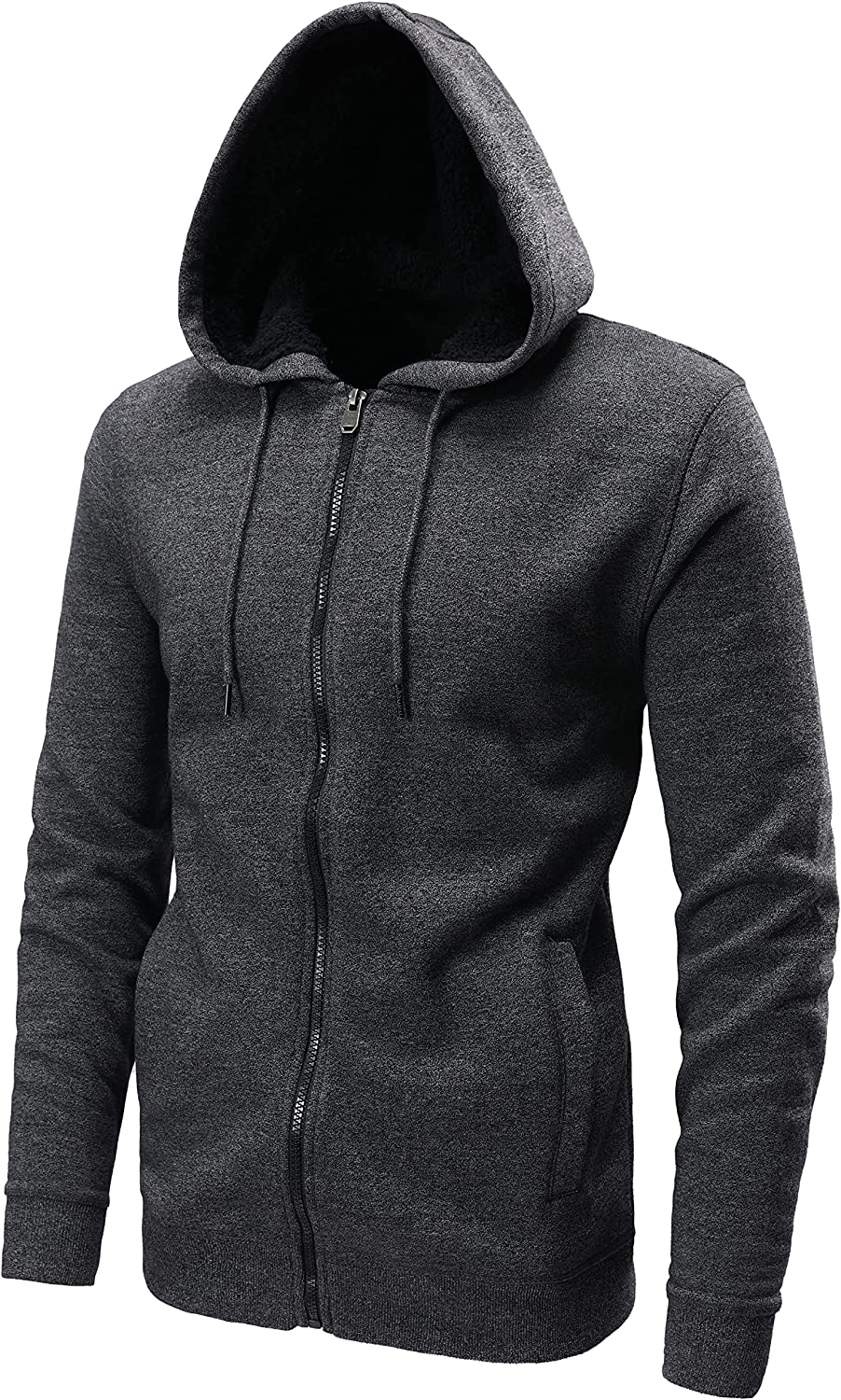 OHSNMAKSL Hoodies for Men sherpa Warm Fleece Hoodie Jacket Sweatshirt Full  Zip Sport Workout Coats