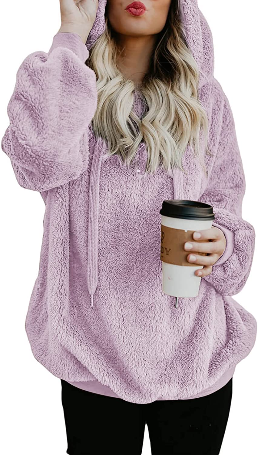 Dokotoo Womens Oversized Cozy Soft Warm Thick Fuzzy Sweatshirt