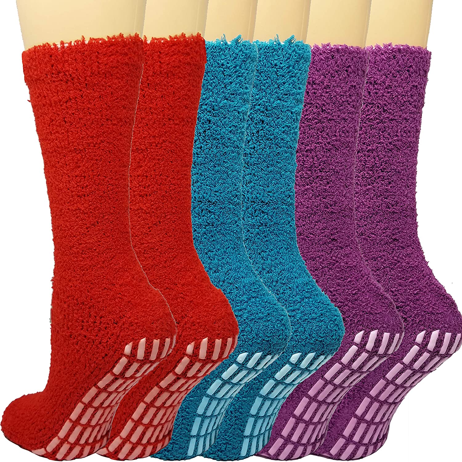 Debra Weitzner Non-slip Hospital Socks Fuzzy Slipper Grip Socks For Women  Men 6
